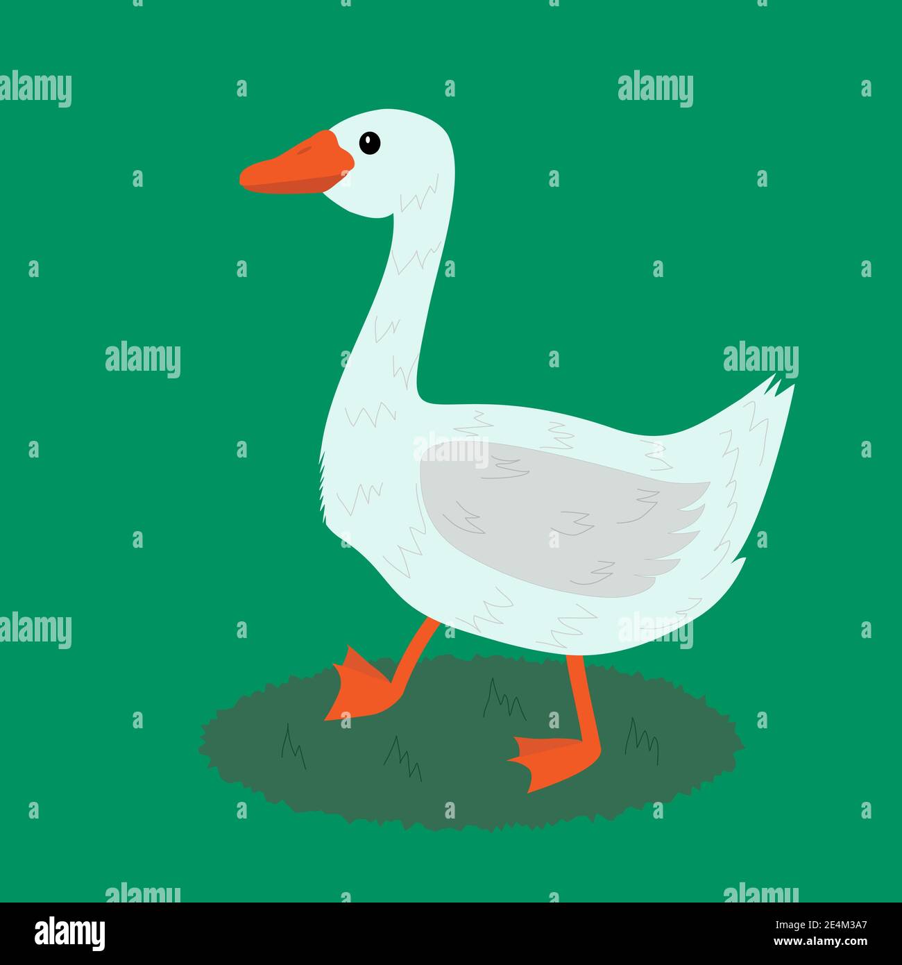 Goose sur l'herbe dessin animé stylee pour le Web Illustration de Vecteur