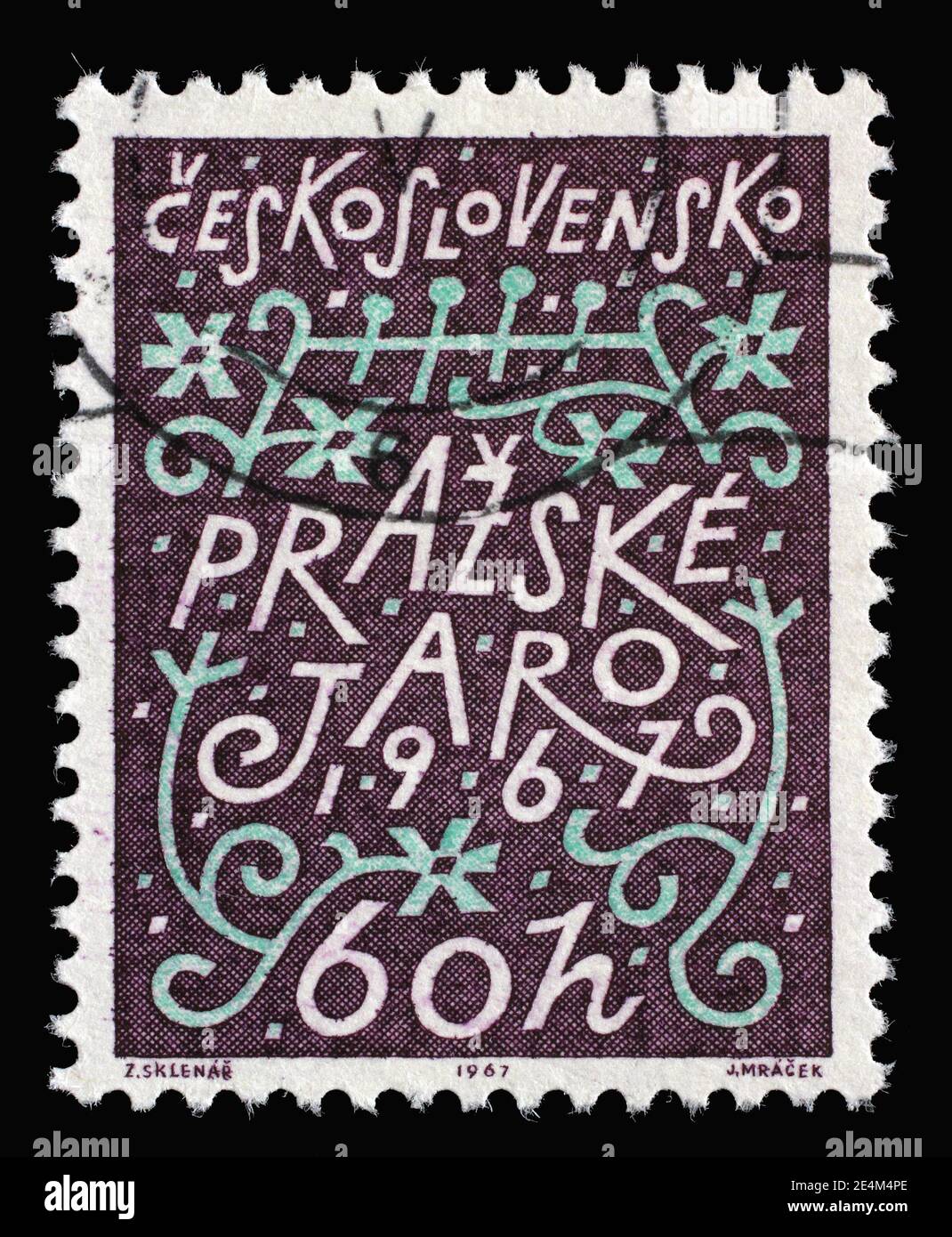 Le timbre imprimé en Tchécoslovaquie montre le festival de musique de printemps de Prague, vers 1967 Banque D'Images
