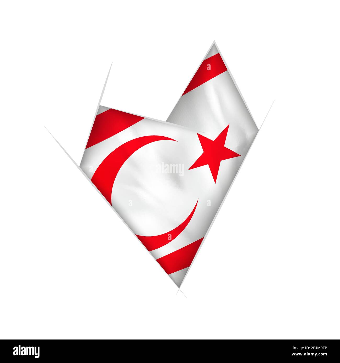 Cœur en forme de croque esquissé avec le drapeau du nord de Chypre Illustration de Vecteur