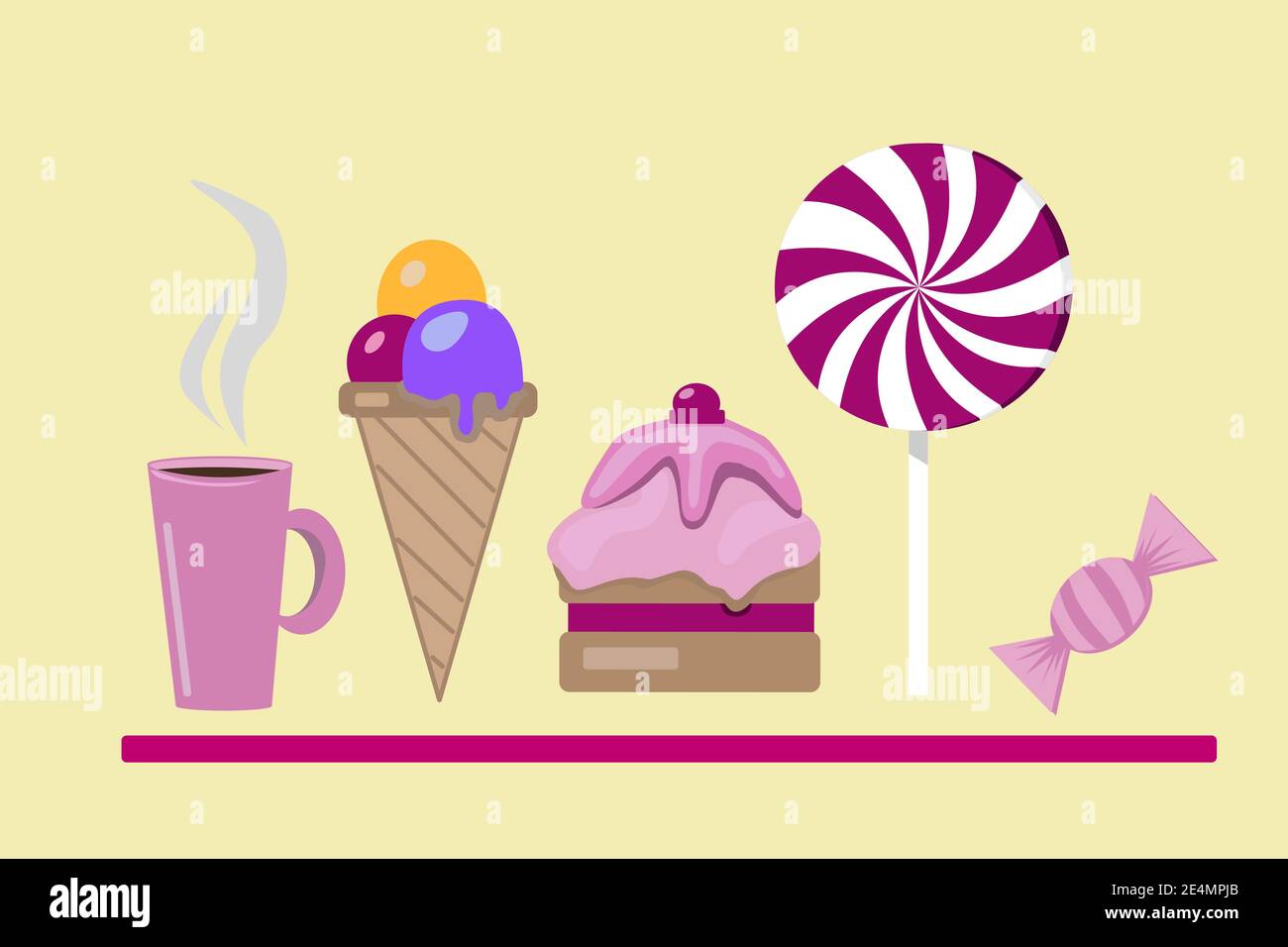 ensemble de bonbons à la crème glacée au café Illustration de Vecteur