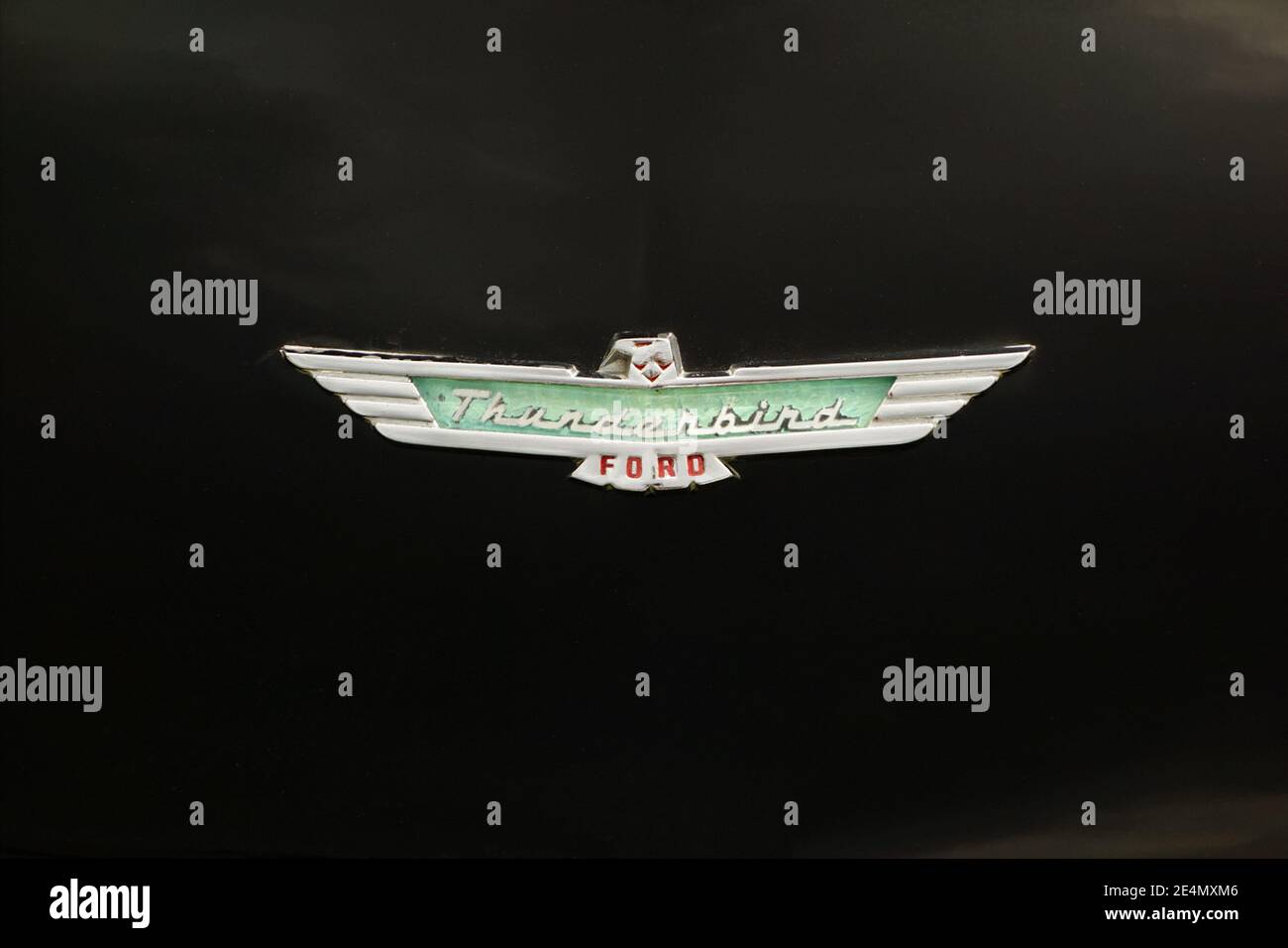 Gros plan sur le logo Ford Thunderbird 1956 Banque D'Images