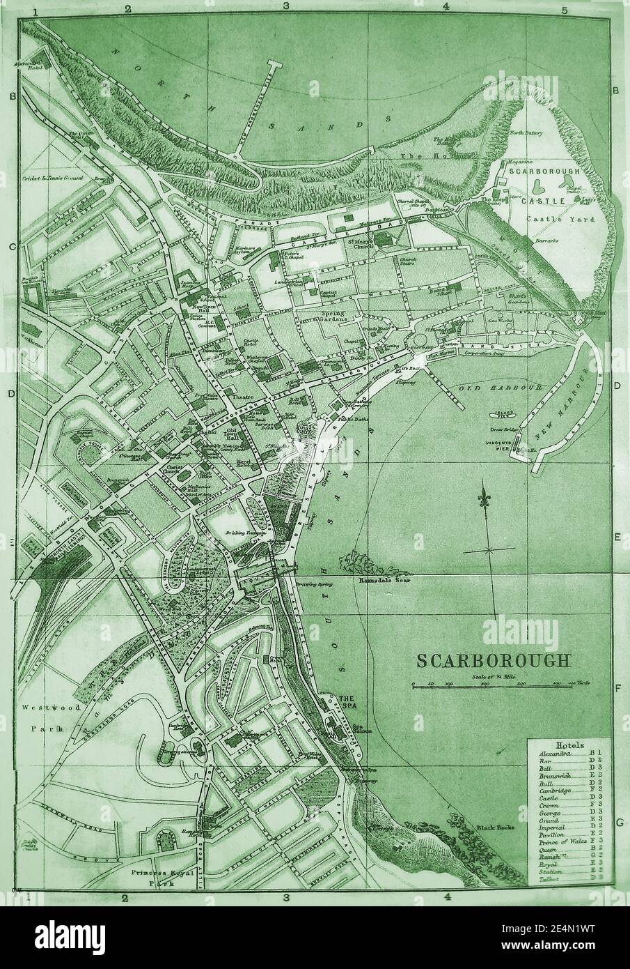 Une carte de 1890 rues de Scarborough, North Yorkshire, Royaume-Uni. Banque D'Images