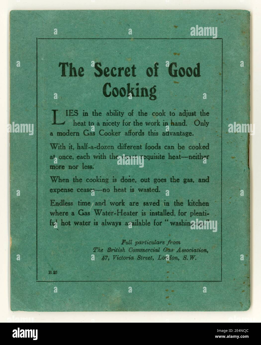 WW1 Era British commercial Gas Association annonce pour la cuisine au gaz - publié par The Star, The Daily News Ltd vers 1918 Banque D'Images
