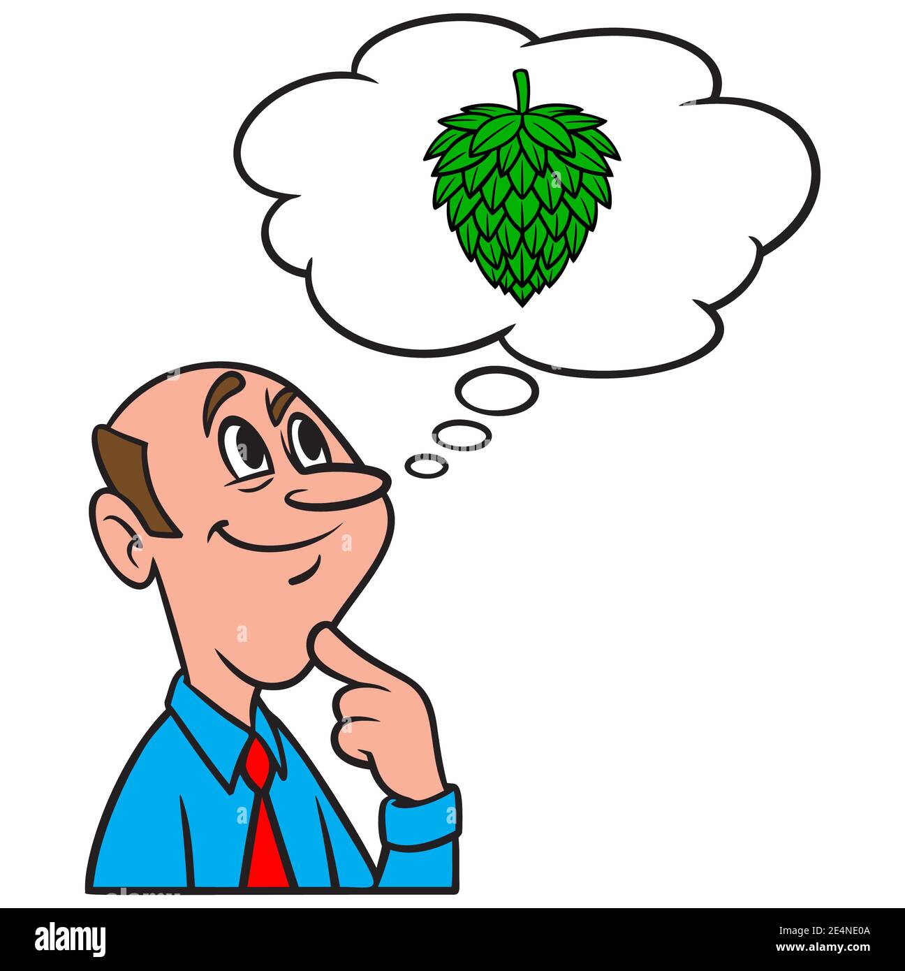 Penser à un saut de bière - UNE illustration de dessin animé d'un homme pensant à un saut de bière. Illustration de Vecteur