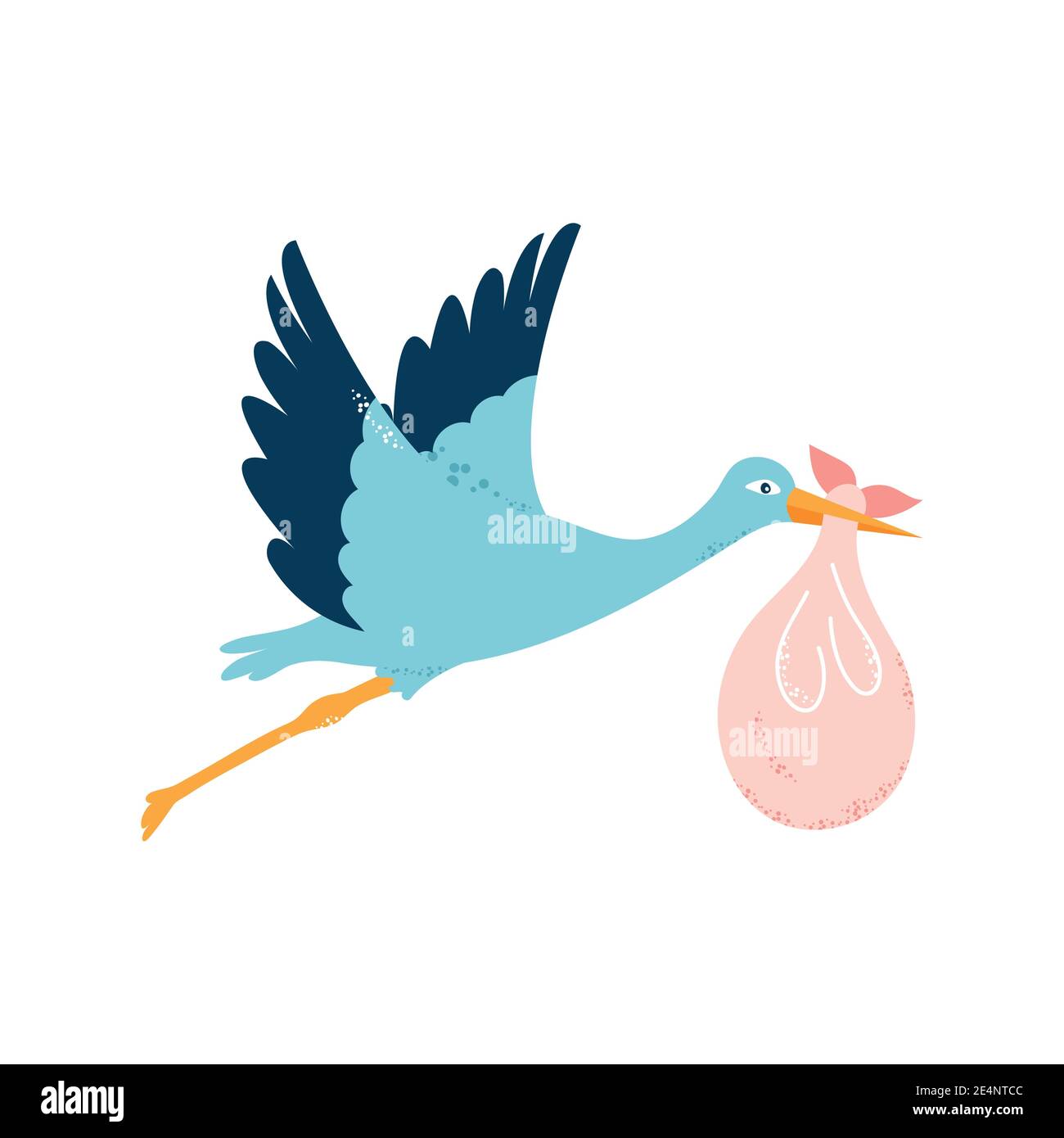 Carte bébé. La cigogne porte un enfant. Illustration vectorielle sur fond  blanc isolé Image Vectorielle Stock - Alamy