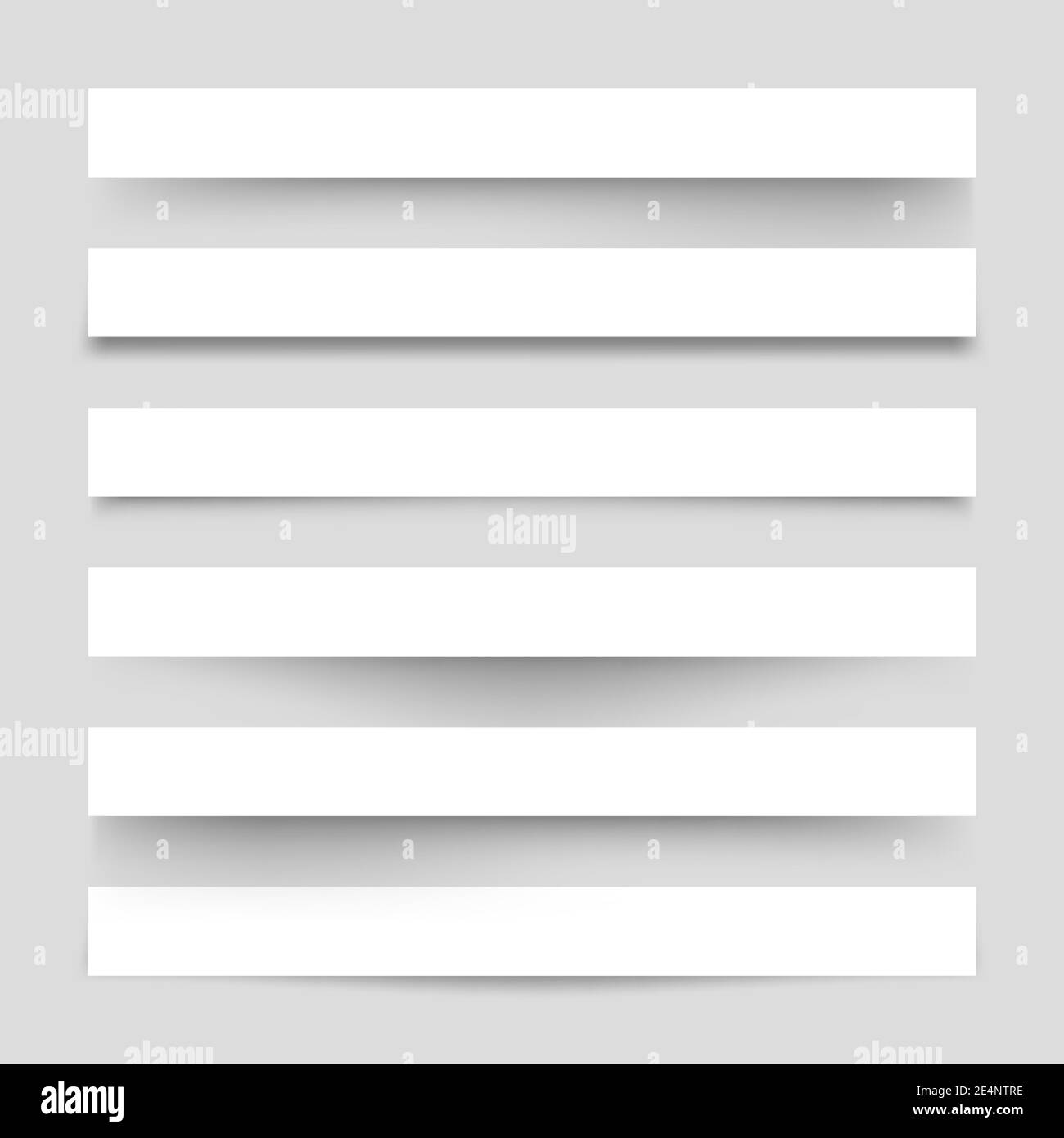 Jeu de feuilles de papier blanc blanc avec ombres. Séparateurs de page sur fond gris. Effet d'ombre réaliste et transparent. Élément pour la conception. Vecteur Illustration de Vecteur