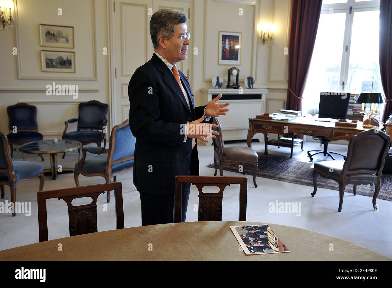 Jean-David Levitte, conseiller diplomatique du président Nicolas Sarkozy, est photographié dans son bureau de l'Elysée à Paris, en France, le 22 janvier 2008. Photo par Elodie Gregoire/ABACAPRESS.COM Banque D'Images