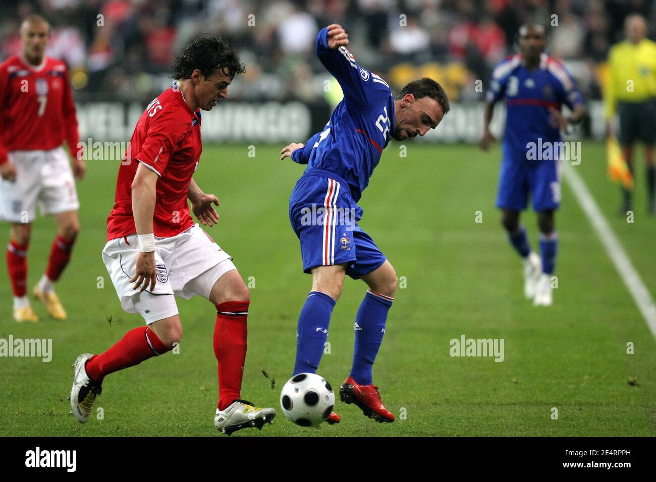 Franck Ribery de France pendant le match de football amical, France contre Angleterre au stade de Frane à Saint-Denis près de Paris, France le 26 mars 2008. La France a gagné 1-0. Photo de Morton-Taamalah/Cameleon/ABACAPRESS.COM Banque D'Images