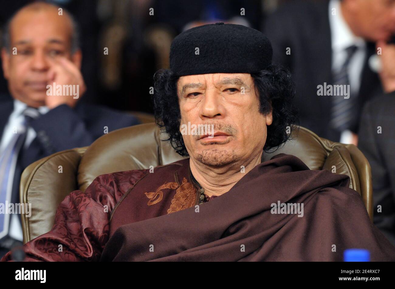 Le dirigeant libyen Mouammar Kadhafi a assisté à la séance inaugurale du 20e sommet des dirigeants de la Ligue arabe à Damas, en Syrie, le 29 mars 2008. Photo par Ammar Abd Rabbo/ABACAPRESS.COM Banque D'Images