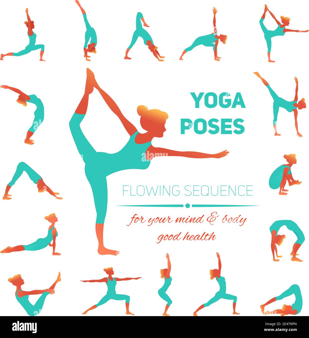 Le yoga pose des icônes avec des femmes figures faisant de l'entraînement physique illustration vectorielle isolée Illustration de Vecteur