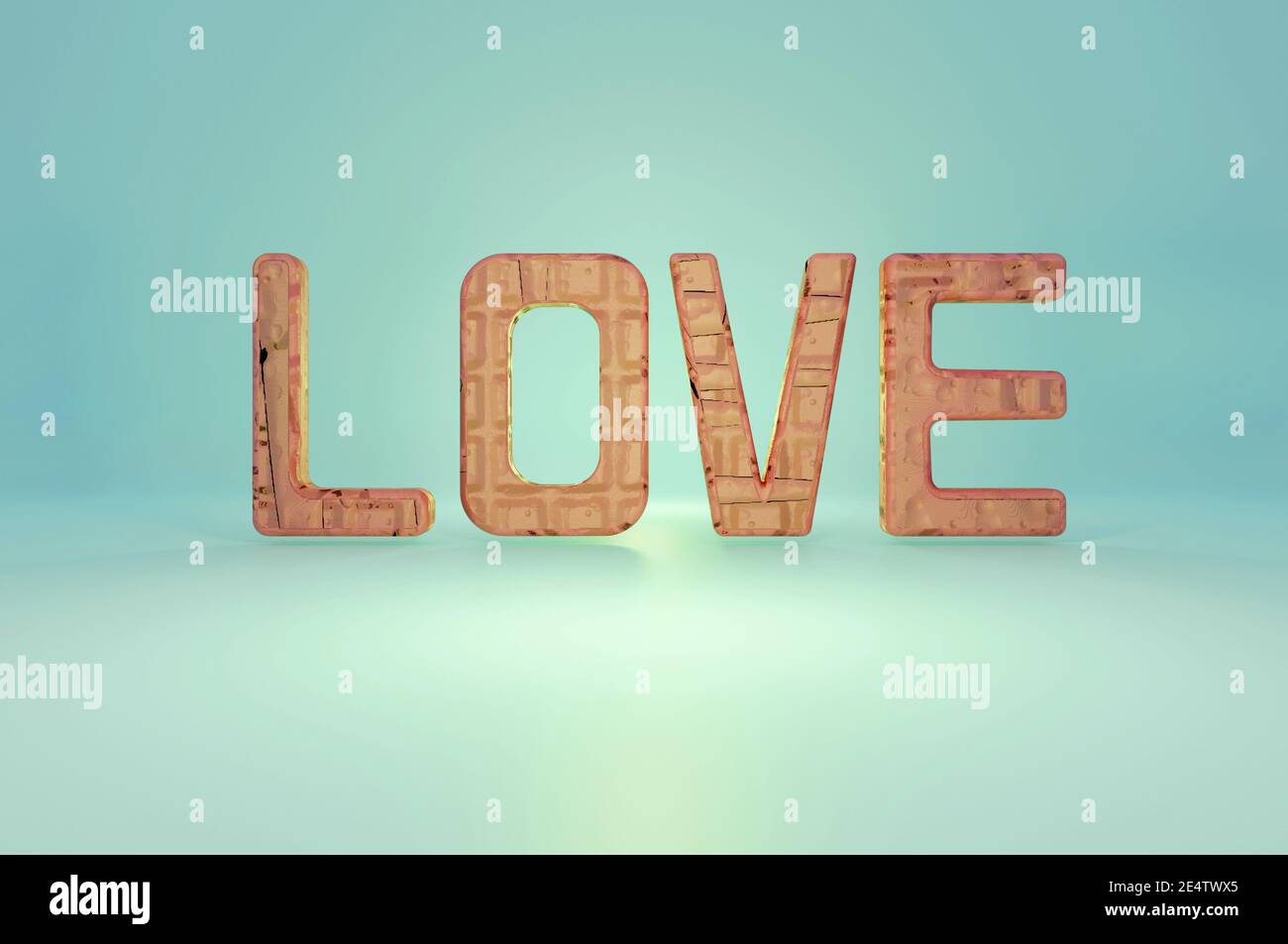 Image 3D , composition de l'amour sur fond bleu . Concept: Une déclaration d'amour le jour de la Saint-Valentin. Banque D'Images