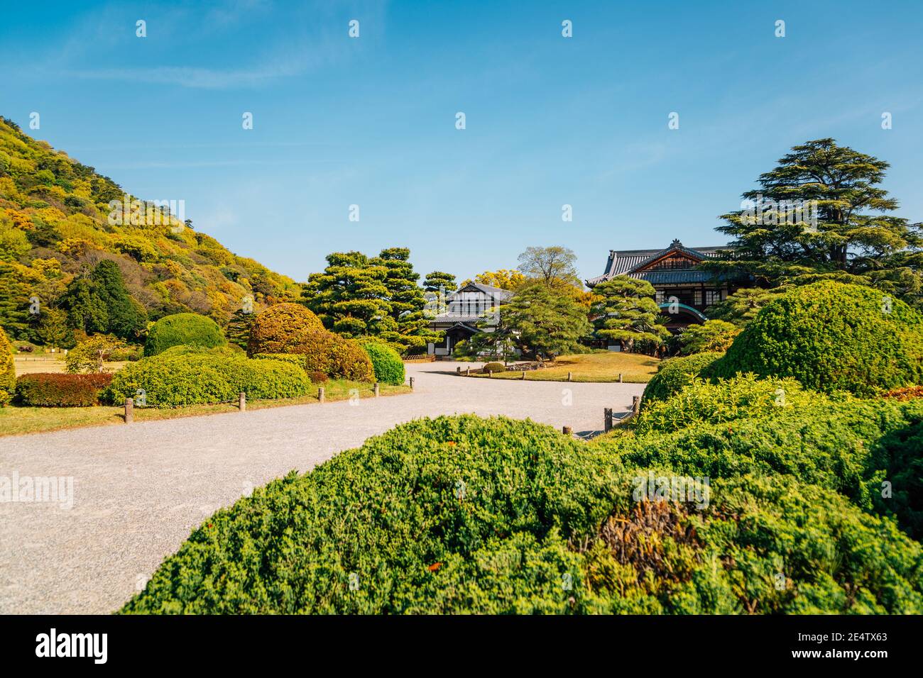 Ritsurin Park, jardin traditionnel japonais à Takamatsu, Japon Banque D'Images