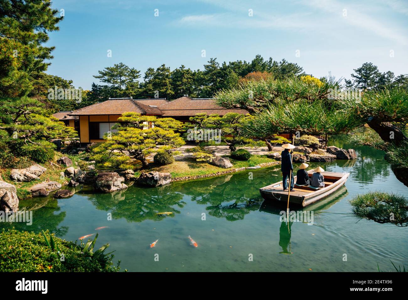 Ritsurin Park, jardin traditionnel japonais à Takamatsu, Japon Banque D'Images