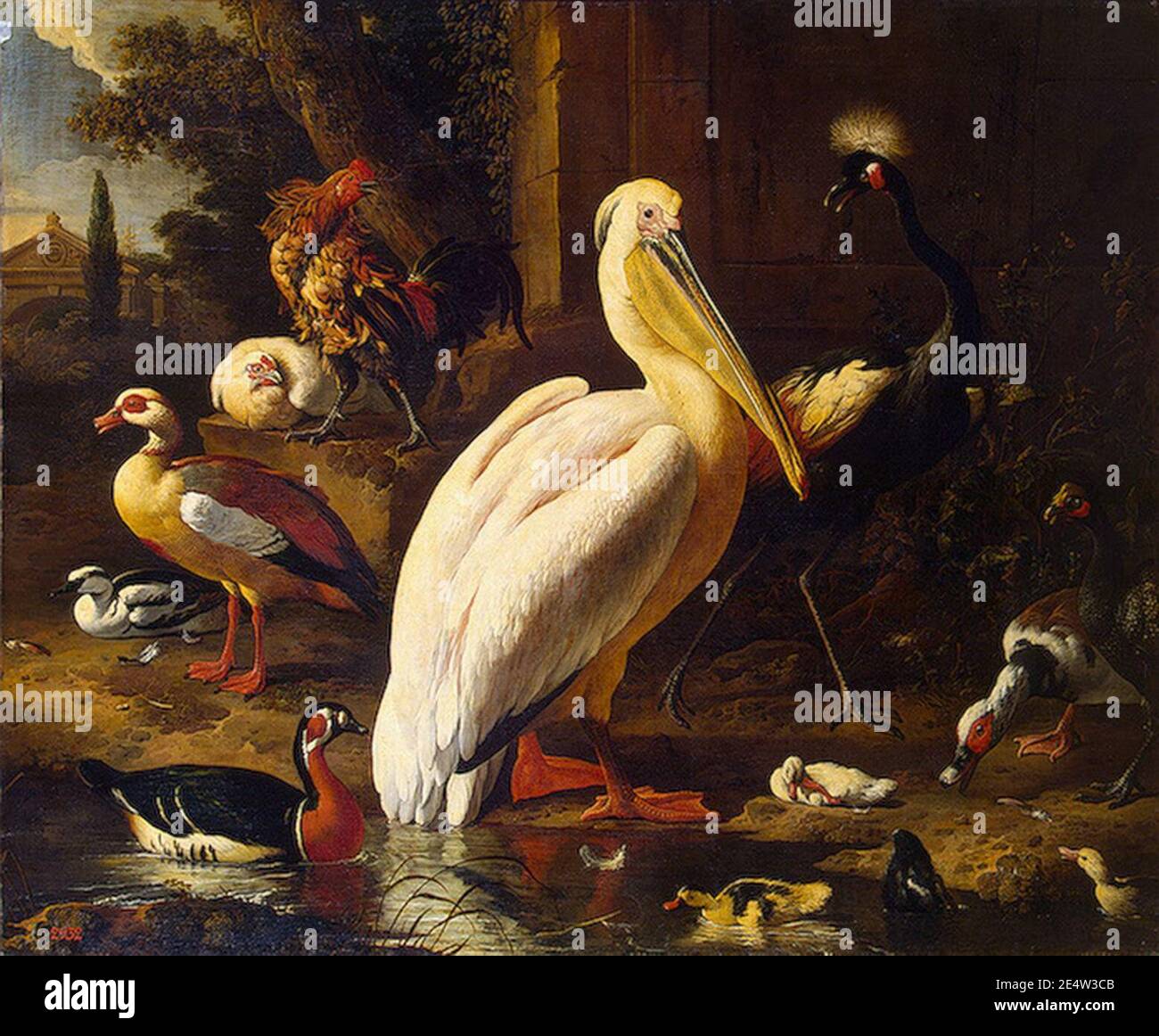 Melchior de Hondecoeter oiseaux dans un parc 1686. Banque D'Images