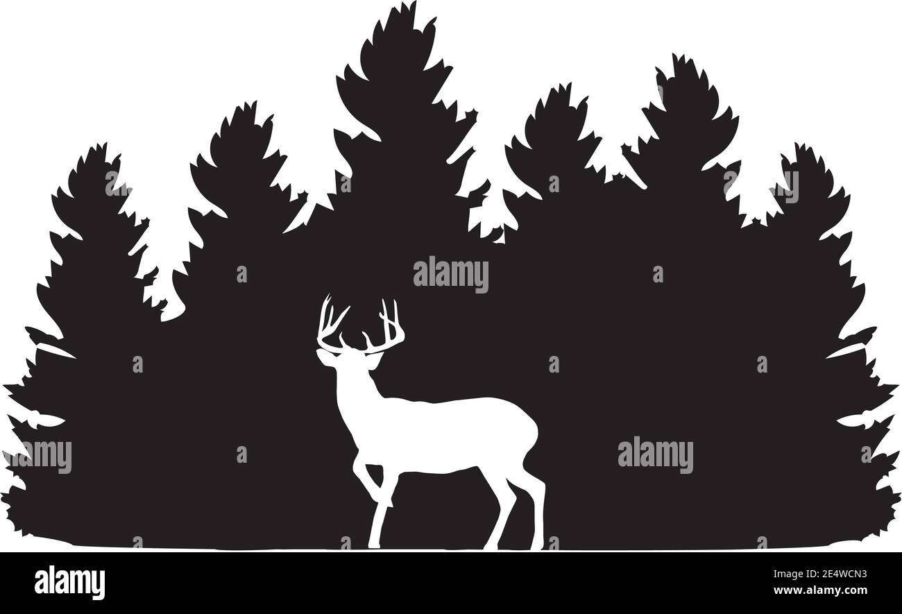 illustration vectorielle d'un logo. Forêt, concept de logo cerf. Illustration de Vecteur