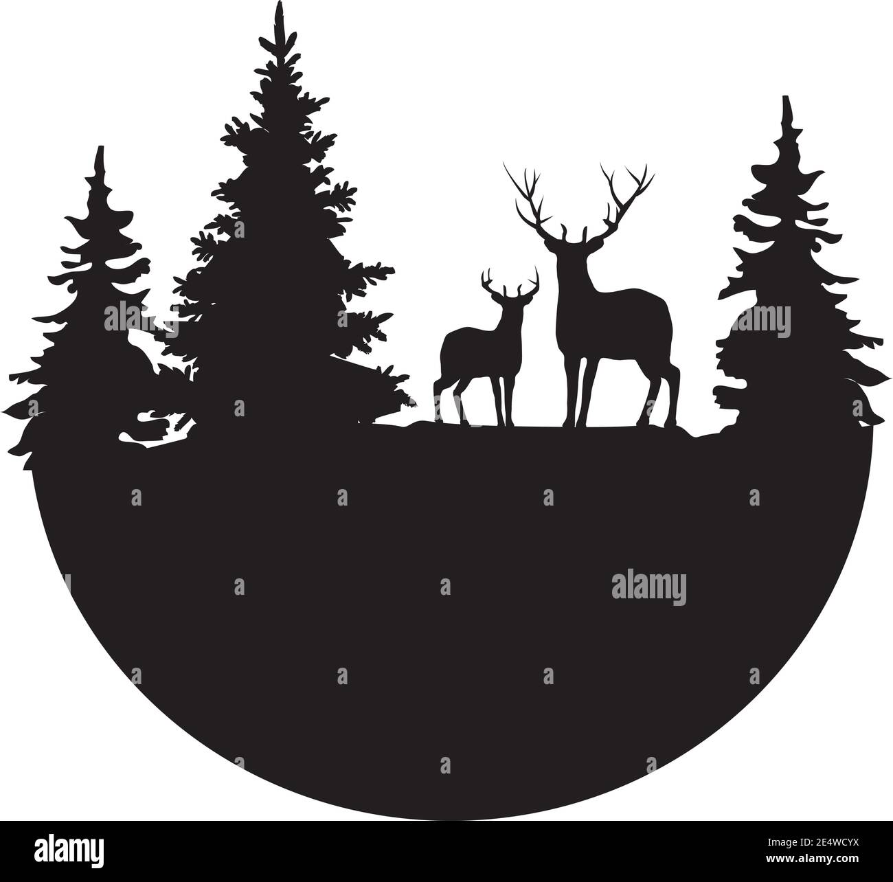 illustration vectorielle d'un logo. Forêt, concept de logo cerf. Illustration de Vecteur