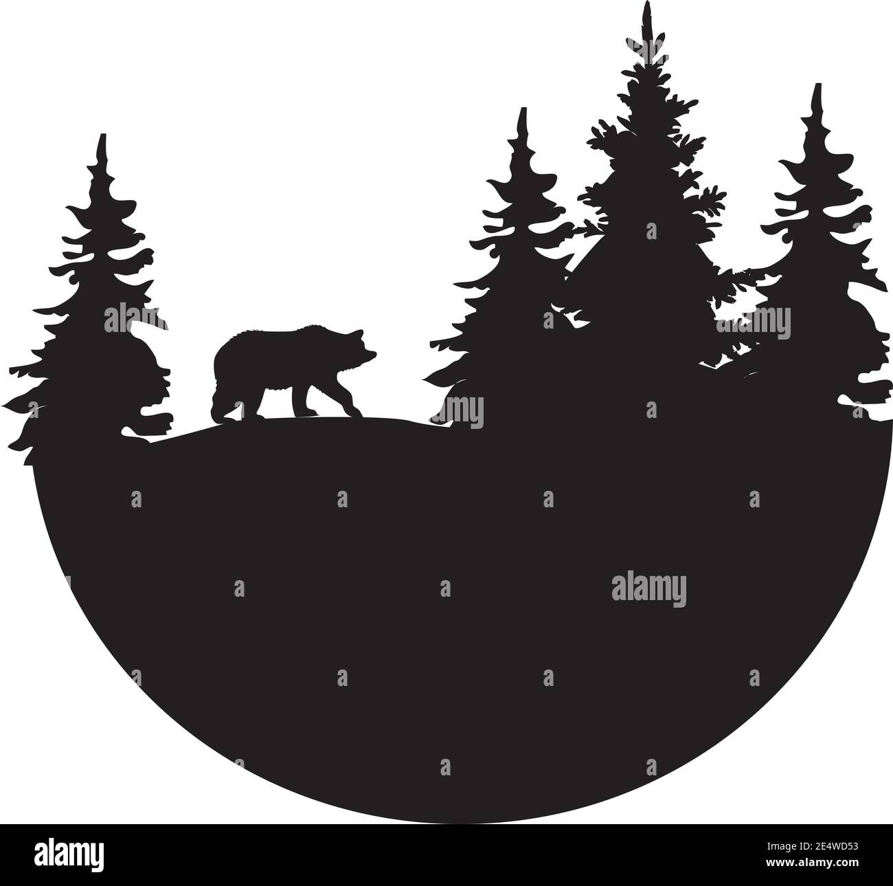 illustration vectorielle d'un logo. Forêt, concept de logo ours. Illustration de Vecteur