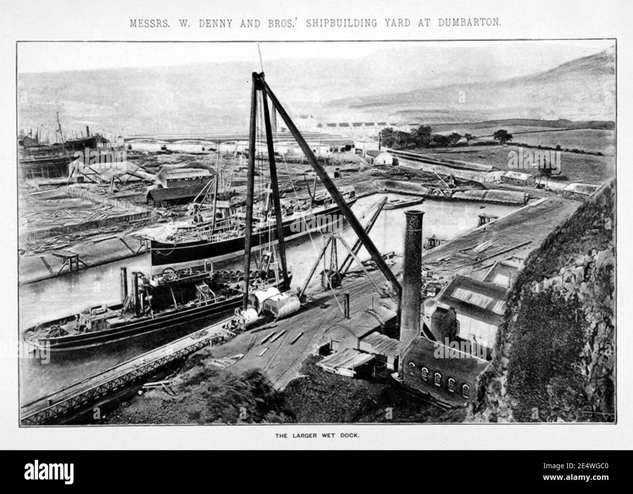 Messieurs W. Benny & Bross' Shipbuilding Yard à Dumbarton - le plus grand quai humide. Banque D'Images
