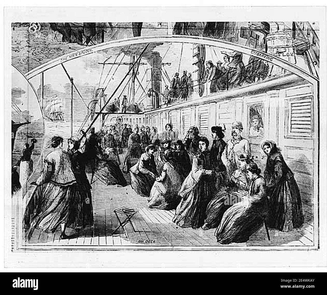 Illustration de Mercer Girls dans Harper's Weekly 1866 (WARNER 0). Banque D'Images