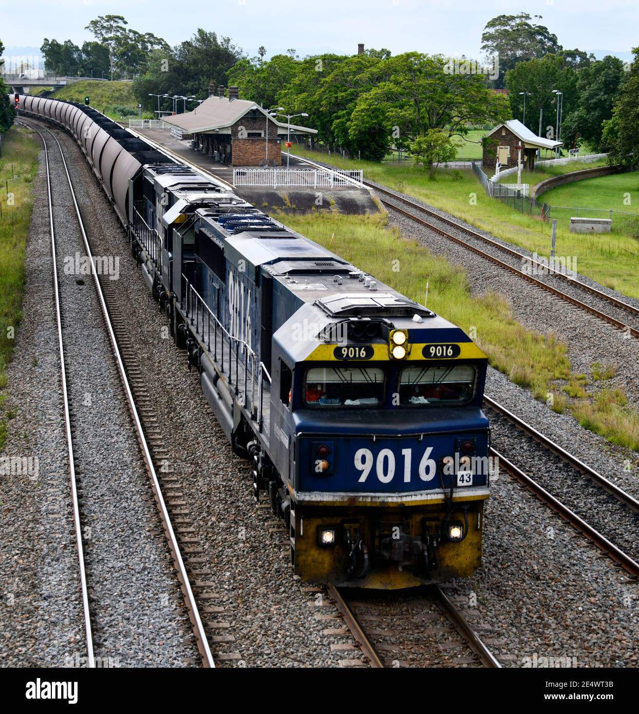 Black Coal expédié par train au port de Newcastle Pour l'exportation - Hunter Valley Australie Banque D'Images