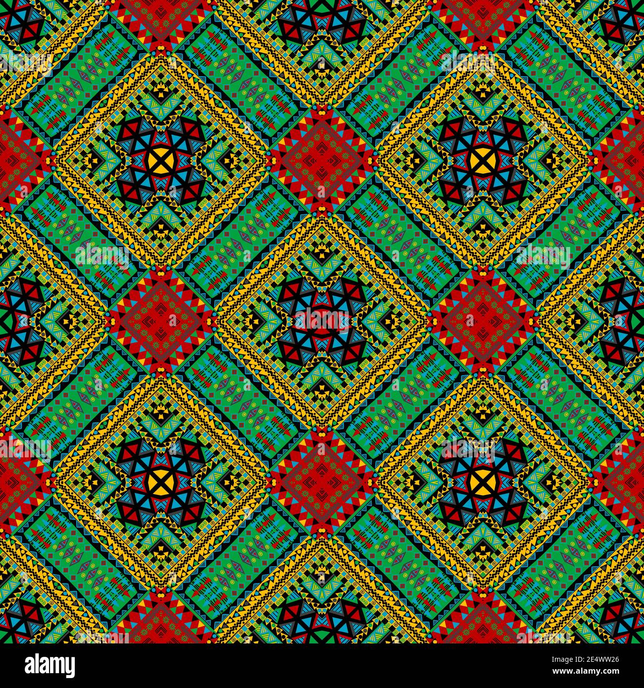 Motif patchwork sans coutures avec motifs ethniques Illustration de Vecteur