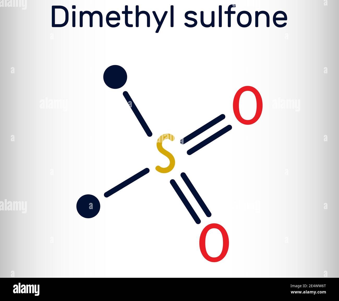 Méthylsulfonylméthane, MSM, méthylsulfone, molécule de diméthyl sulfone. Il s'agit d'un composé organosulfuré dont le groupe fonctionnel est sulfonyle. Produit chimique squelettique Illustration de Vecteur