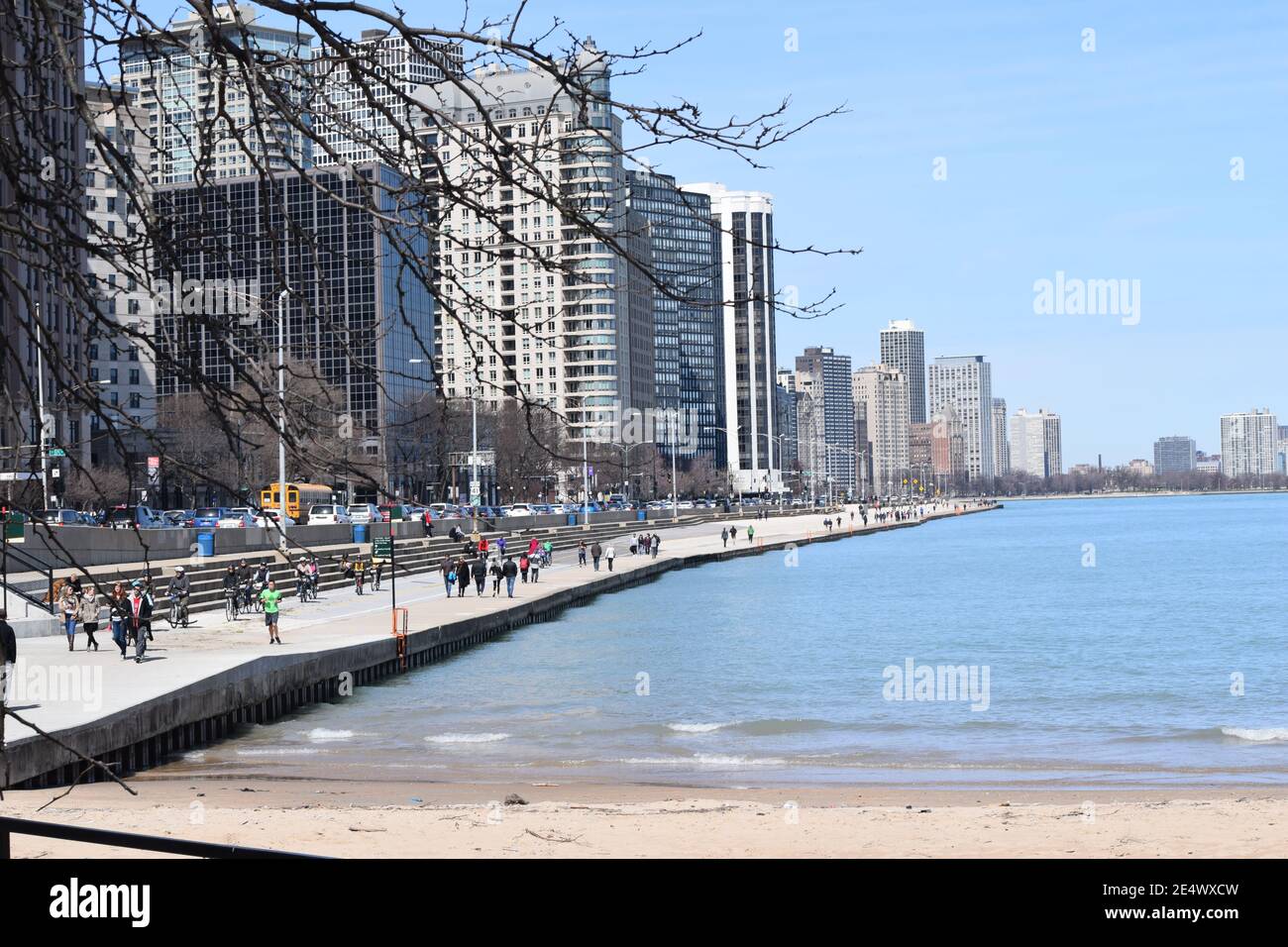 Chicago depuis Ohio Street Beach Banque D'Images