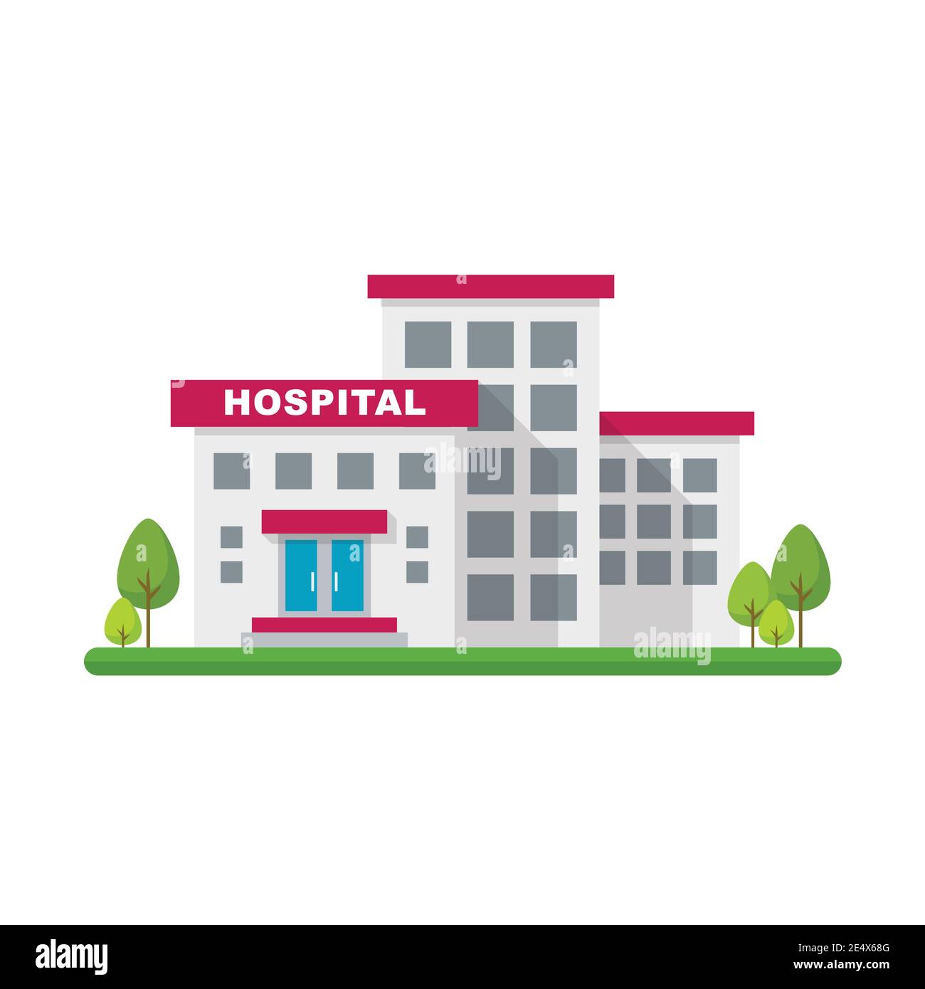 Bâtiment hospitalier de style plat. Illustration vectorielle Illustration de Vecteur