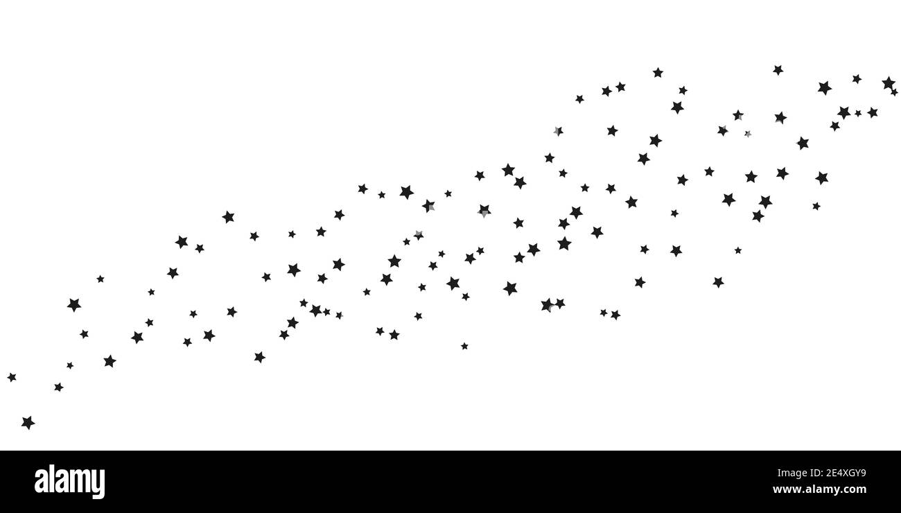 Étoiles sur un fond blanc. Black star le tir avec une élégante star.météoroïde, comète, astéroïde, étoiles. Illustration de Vecteur