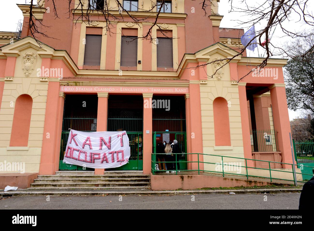 Roma, Prosegue l'occupazione del liceo classico-linguistico Kant, da parte degli studenti in lotta. Banque D'Images