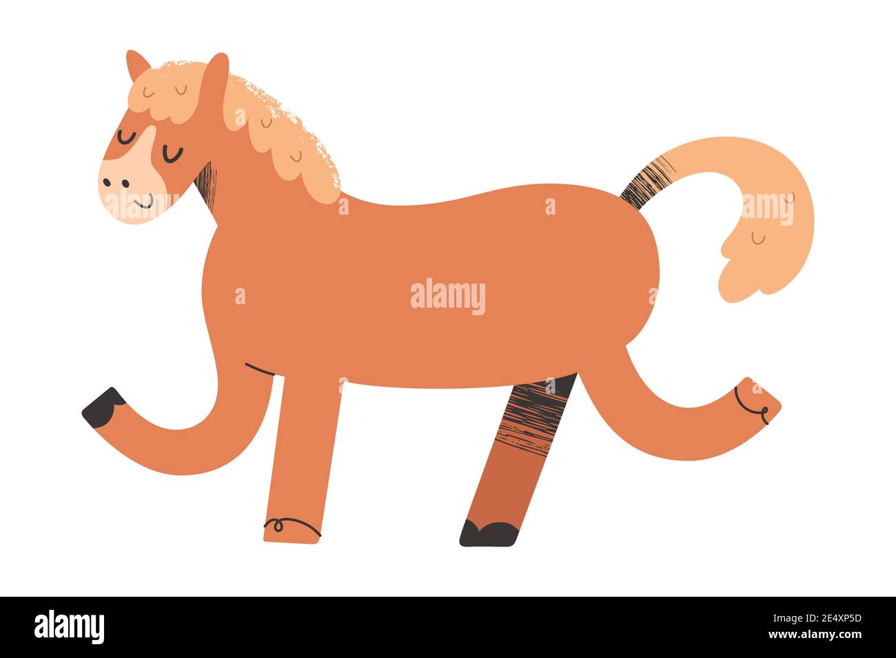 Illustration de cheval mignon châtaignier, dessin d'animaux de ferme, clipart vecteur isolé Illustration de Vecteur