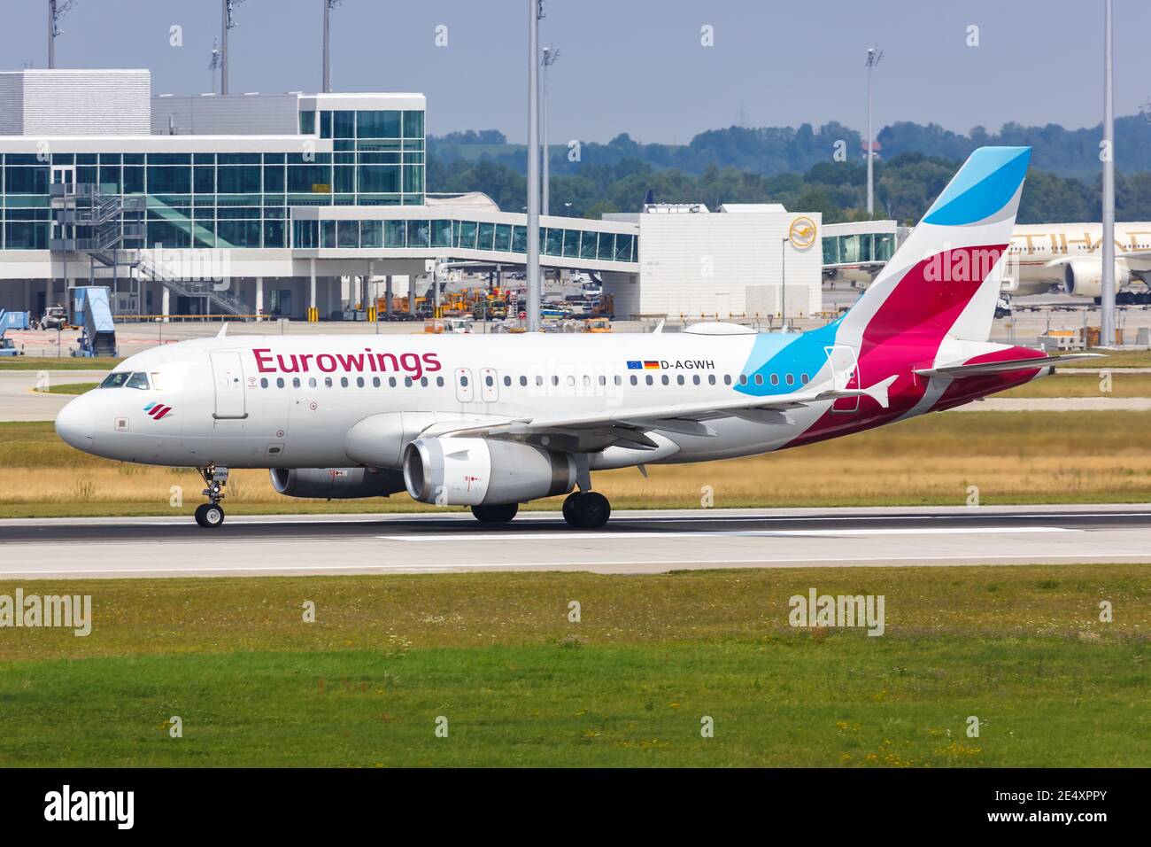 Munich, Allemagne - 20 juillet 2019 : Eurowings Airbus A319 à l'aéroport de Munich (MUC) en Allemagne. Airbus est un fabricant européen d'avions basé à i Banque D'Images