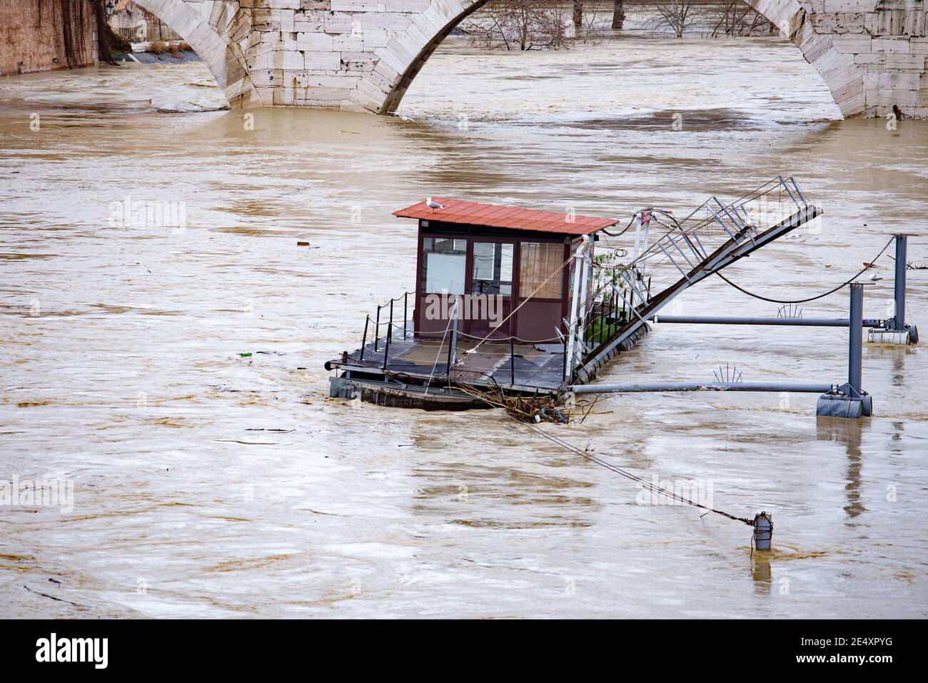 Tevere in Piena 25/01/2021 Banque D'Images