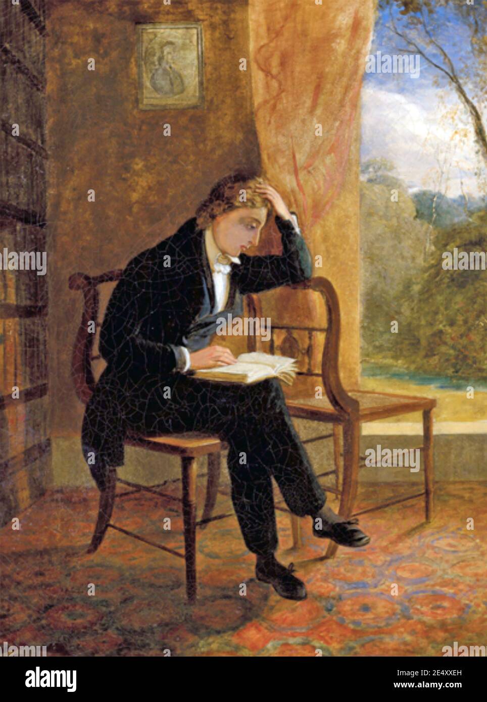 JOHN KEATS (1795-1821) poète anglais. Peinture de Joseph Severn en 1834 intitulée 'Portrait de John Keats à Wentworth place le jour de sa composition Ode à une Nightingale' Banque D'Images