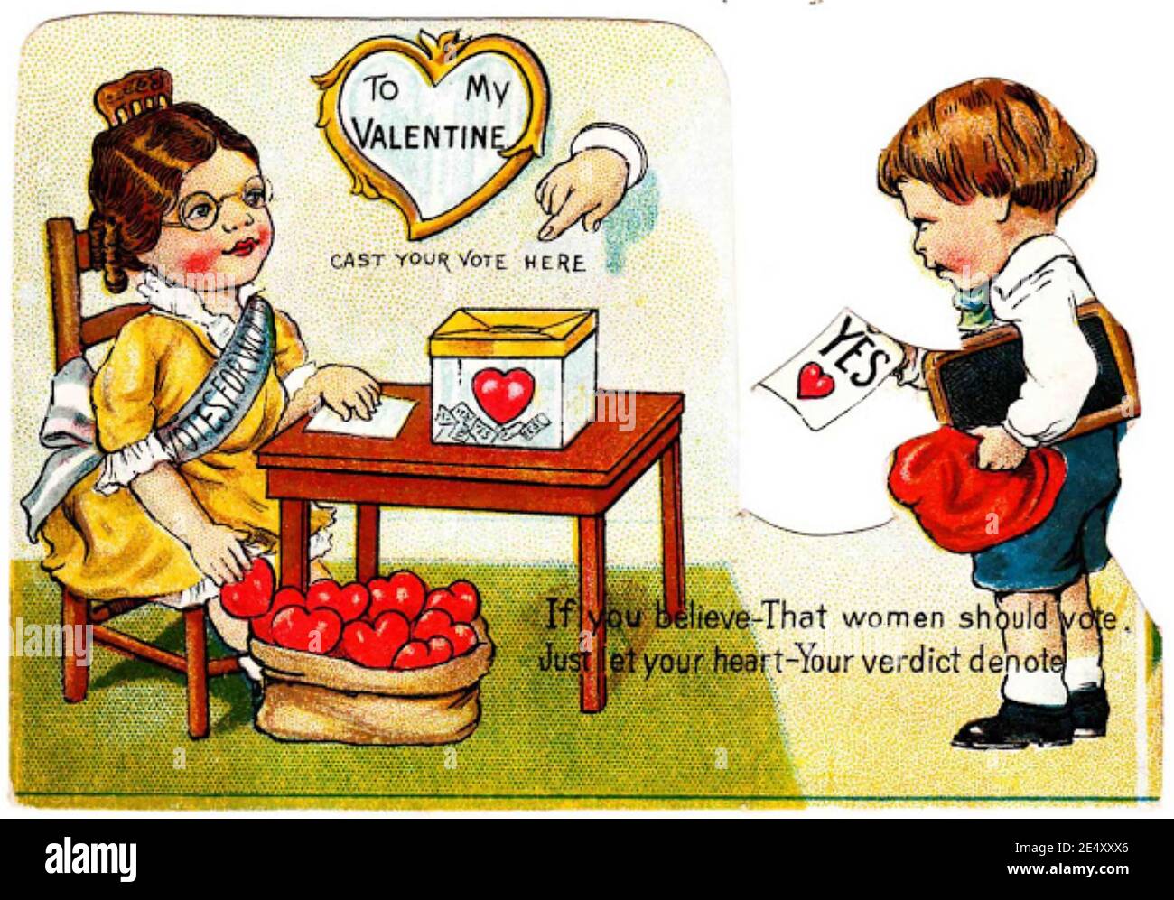 CARTE DE SAINT-VALENTIN au SUFFRAGE AMÉRICAIN vers 1910 Banque D'Images