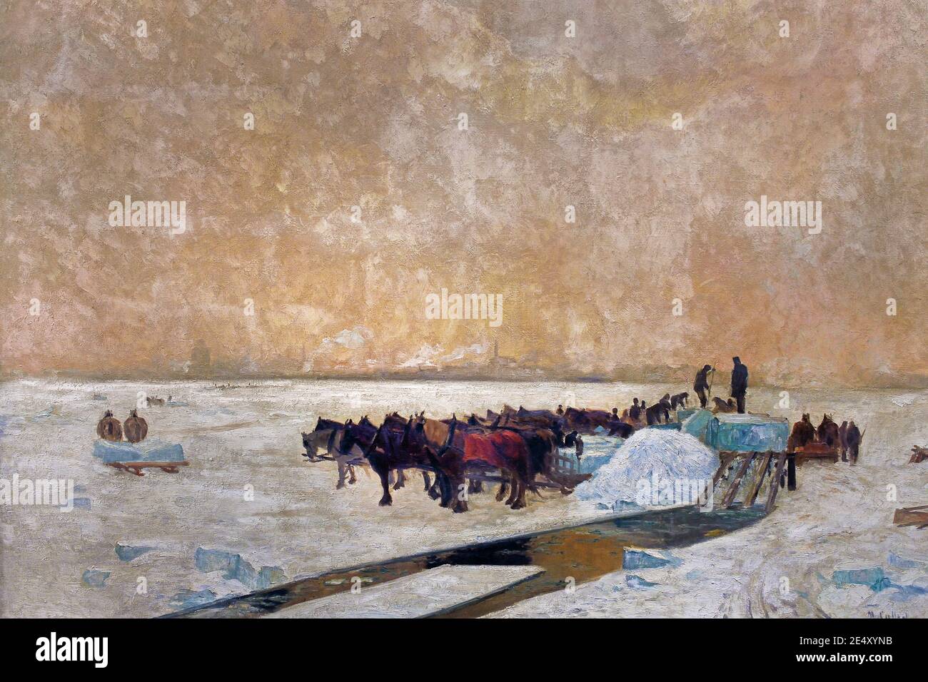 Récolte de glace 1914 Maurice Cullen Saint John's, 1866 - 1934, Canada, canadien, ( traîneau à cheval ) Banque D'Images