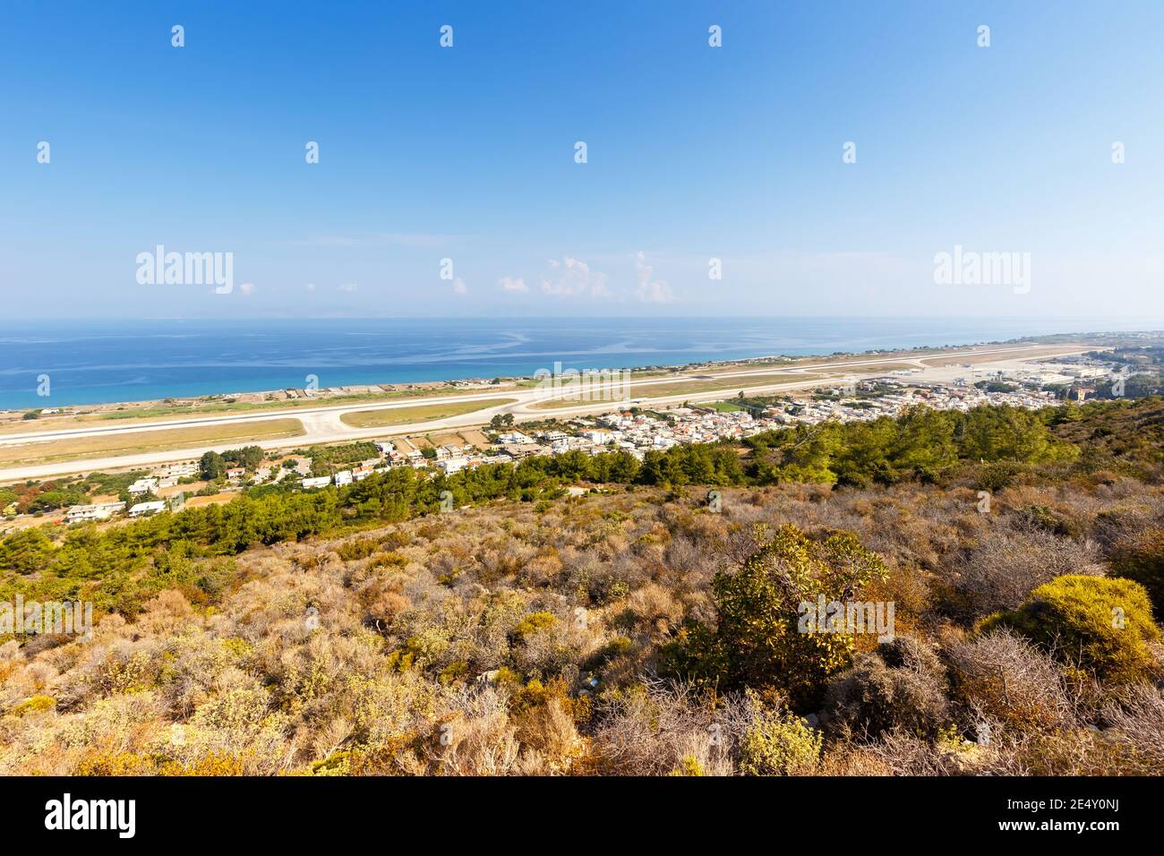 Rhodes, Grèce – 13 septembre 2018 : vue d'ensemble de l'aéroport de Rhodes (RHO) en Grèce. Banque D'Images