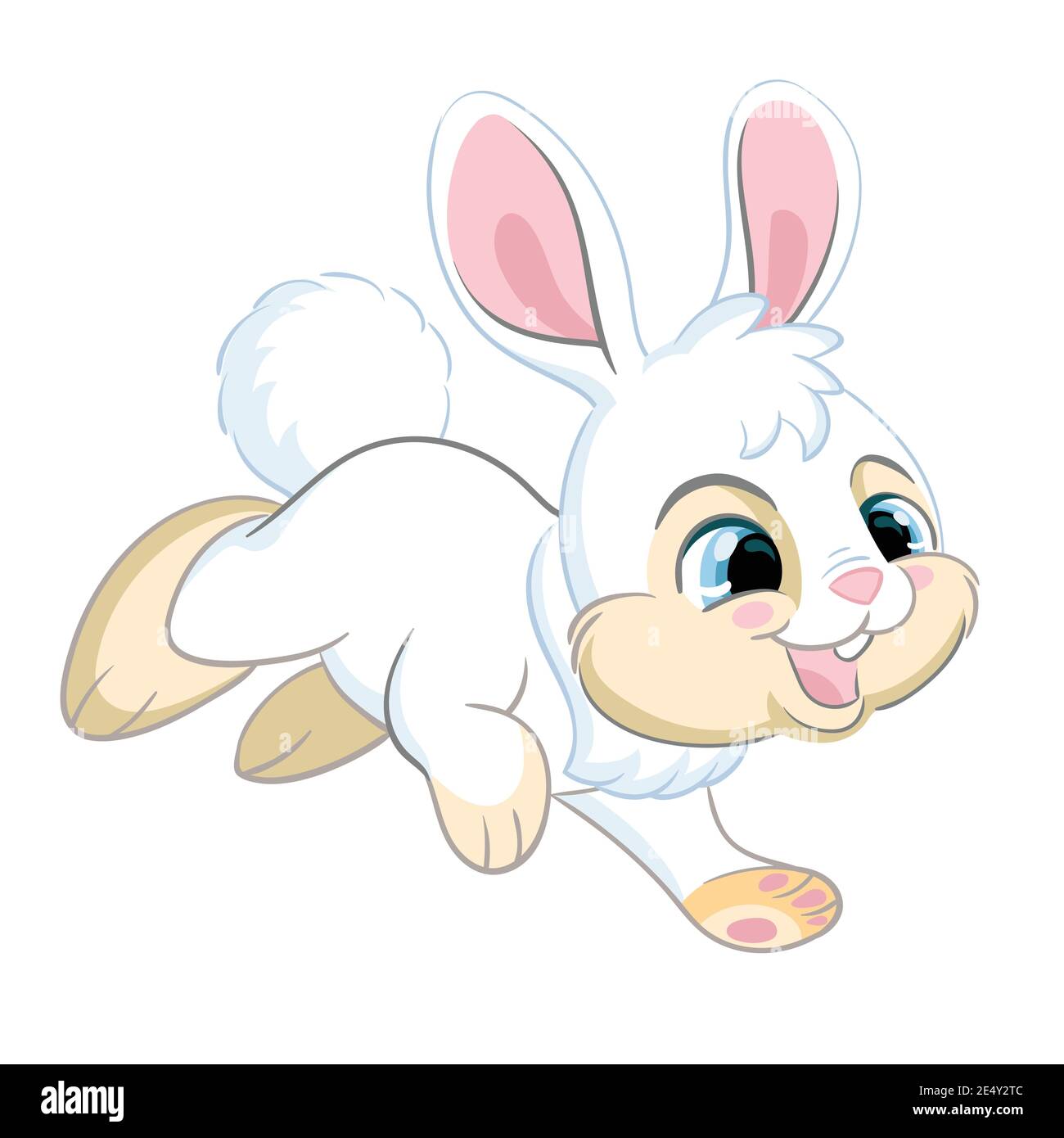 Drôle de dessin animé blanc courant lapin. Animal mignon. Illustration vectorielle pour carte postale, affiches, pépinière, carte de vœux, autocollants ou décoration de chambre, nur Illustration de Vecteur