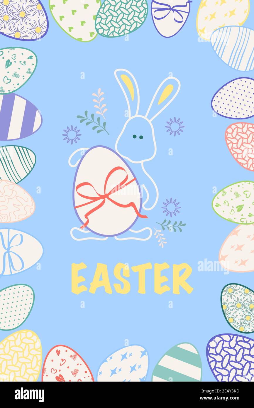 Bonne carte de pâques. Décoration festive avec éléments printaniers Illustration de Vecteur