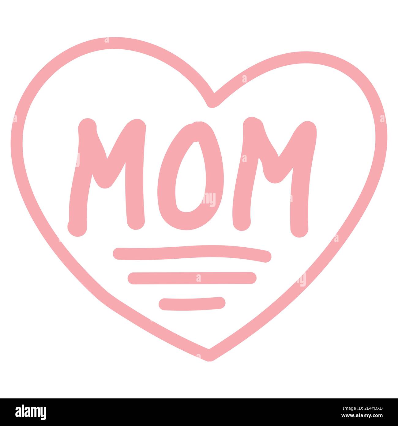 Icône signe J'aime maman, vecteur coeur rouge et mot maman dessiné par la main de l'enfant Illustration de Vecteur