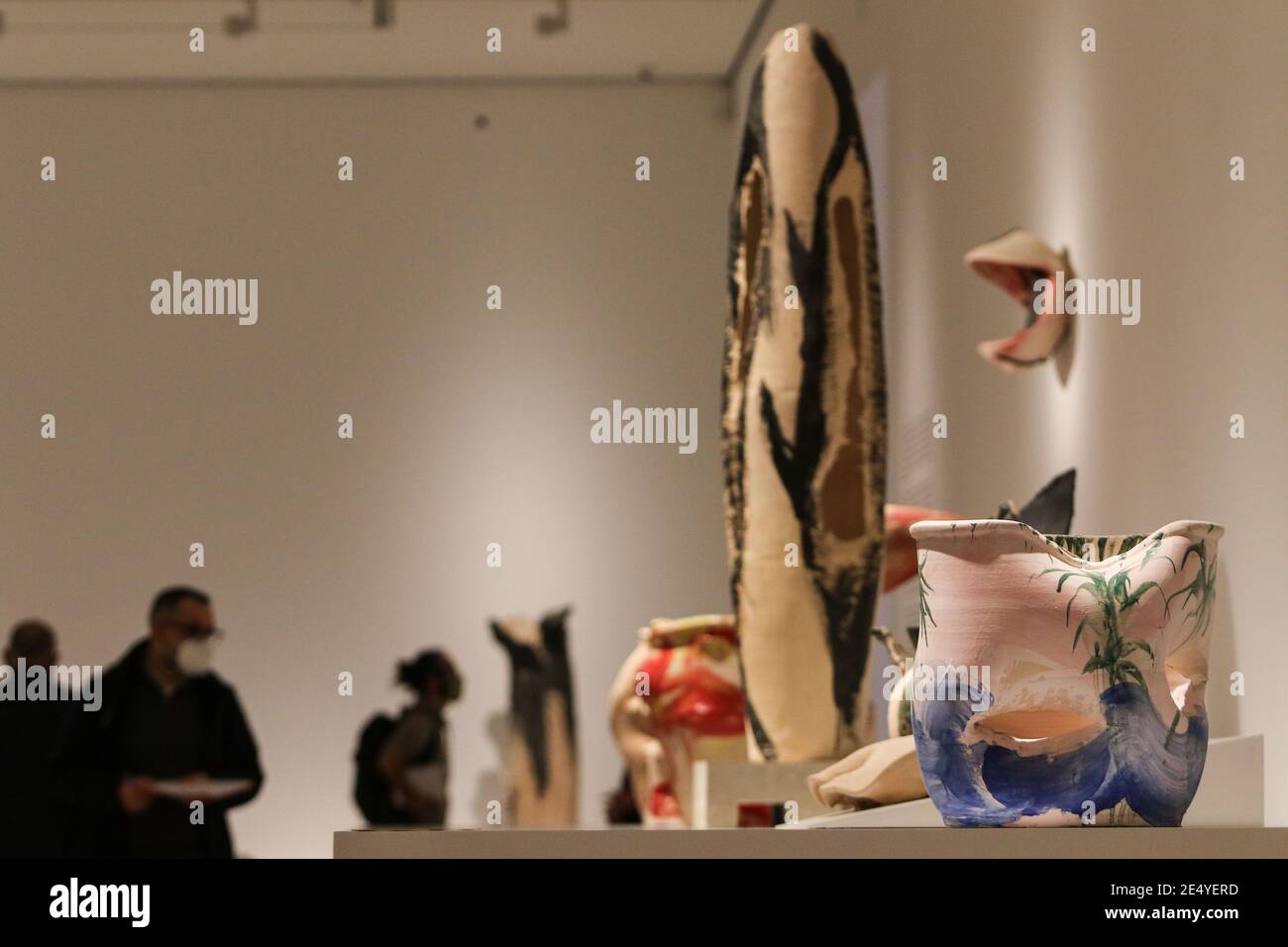 25 janvier 2021: 25 janvier 2021 (Malaga) Miquel Barcelo emmène sa 'métamorfose' au Musée Picasso, avec près d'une centaine d'œuvres réalisées en six ans.le Musée Picasso Malaga présente à partir de ce mercredi 27 janvier, l'exposition Miquel Barcelo. Métamorphose', qui tire son nom de l'histoire de Franz Kafka publiée en 1915, avec environ 100 œuvres faites entre 2014 et 2020 qui peuvent être envisagées jusqu'en septembre prochain. 30 céramiques, 13 peintures, 42 aquarelles, six carnets de voyage et une petite sculpture; ainsi qu'une installation composée de sept grandes bronzes qui ont été installés Banque D'Images