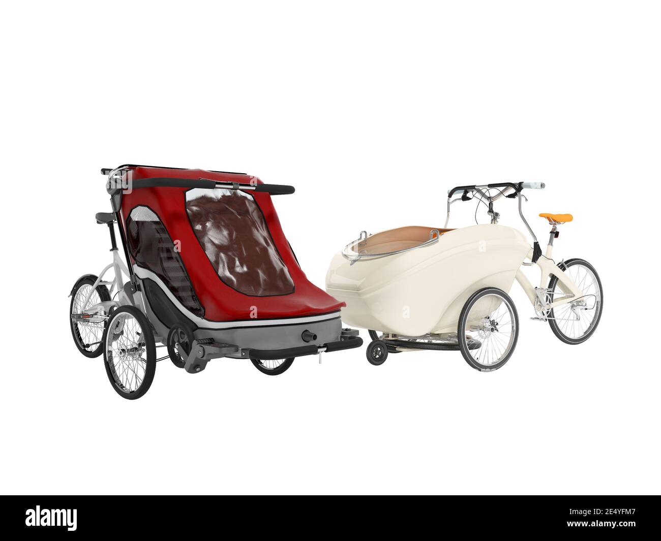 Kit de rendu 3D d'un vélo adulte avec poussette pour enfants avec toile de  bois sur fond blanc sans ombre Photo Stock - Alamy