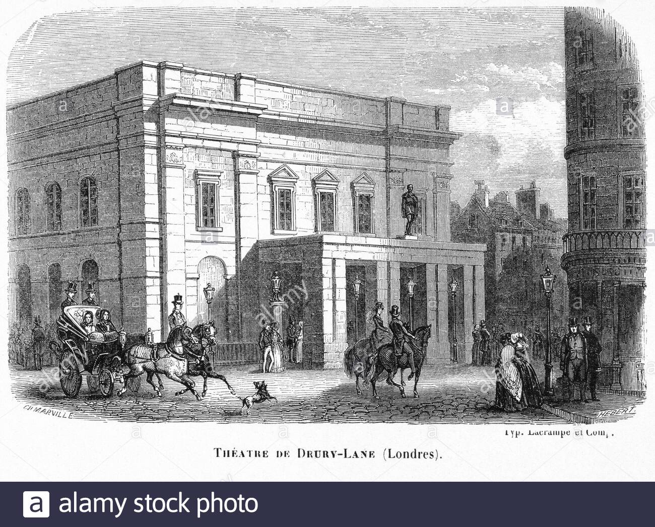 Théâtre Drury Lane, Covent Garden Londres, illustration ancienne de c1860 Banque D'Images