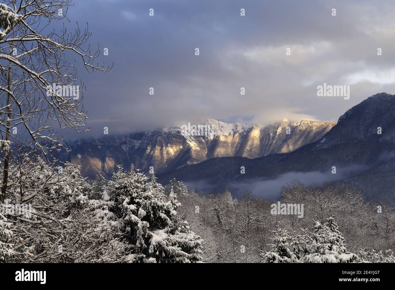 Panorama de Monte Generoso, Suisse italienne, après une chute de neige récente Banque D'Images