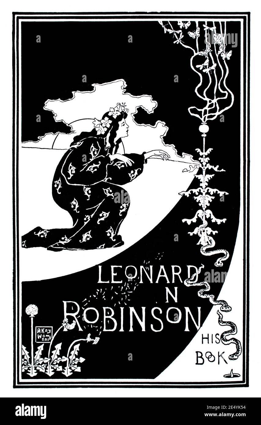 Leonard N Robinson son livre, conception de bibliothèque par le designer américain Andrew Kay Womrath en 1897 le Studio an Illustrated Magazine of Fine et a appliqué Banque D'Images