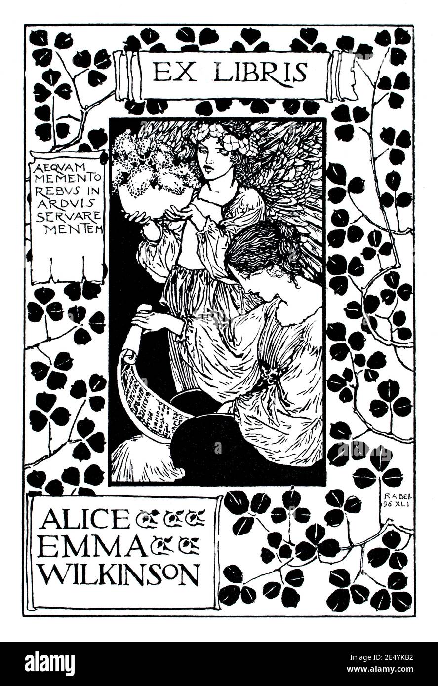 Bibliothèque de figures prose et Poésie pour Alice Emma Wilkinson par Robert Anning Bell, en 1897 The Studio an Illustrated Magazine of Fine and Applied Art Banque D'Images