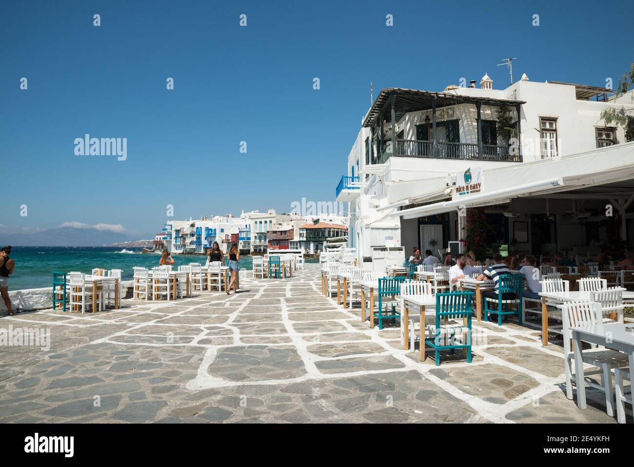 Mikri Venetia (petite Venise), Mykonos, Cyclades, Grèce Banque D'Images