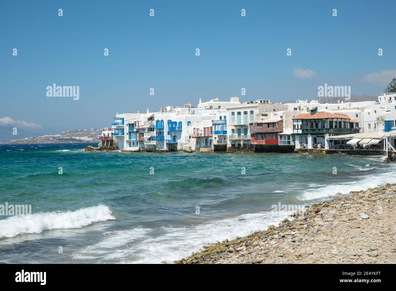 Mikri Venetia (petite Venise), Mykonos, Cyclades, Grèce Banque D'Images