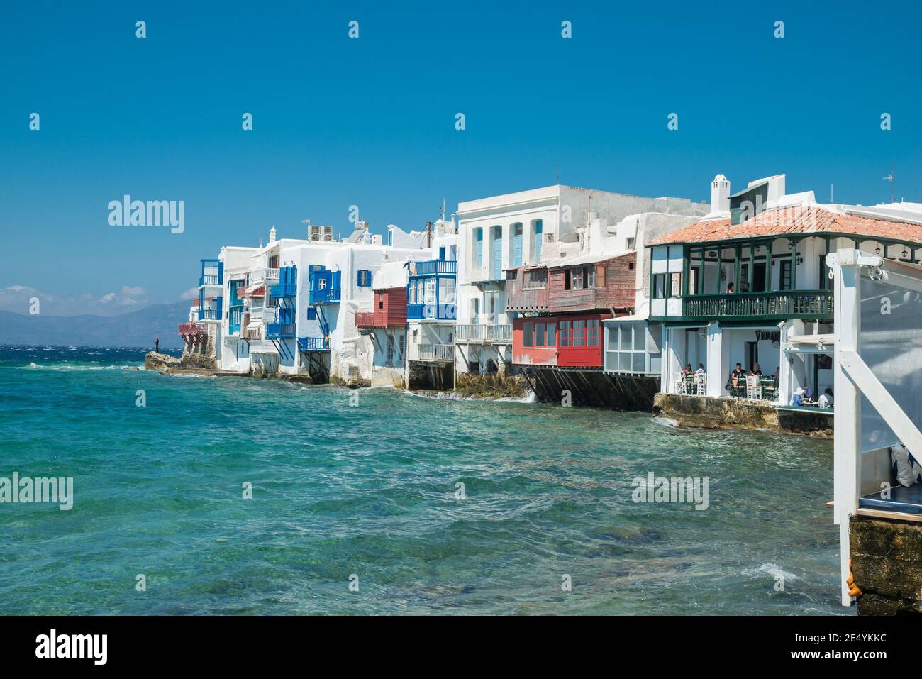 Mikri Venetia (petite Venise), Mykonos, Cyclades, Grèce Banque D'Images