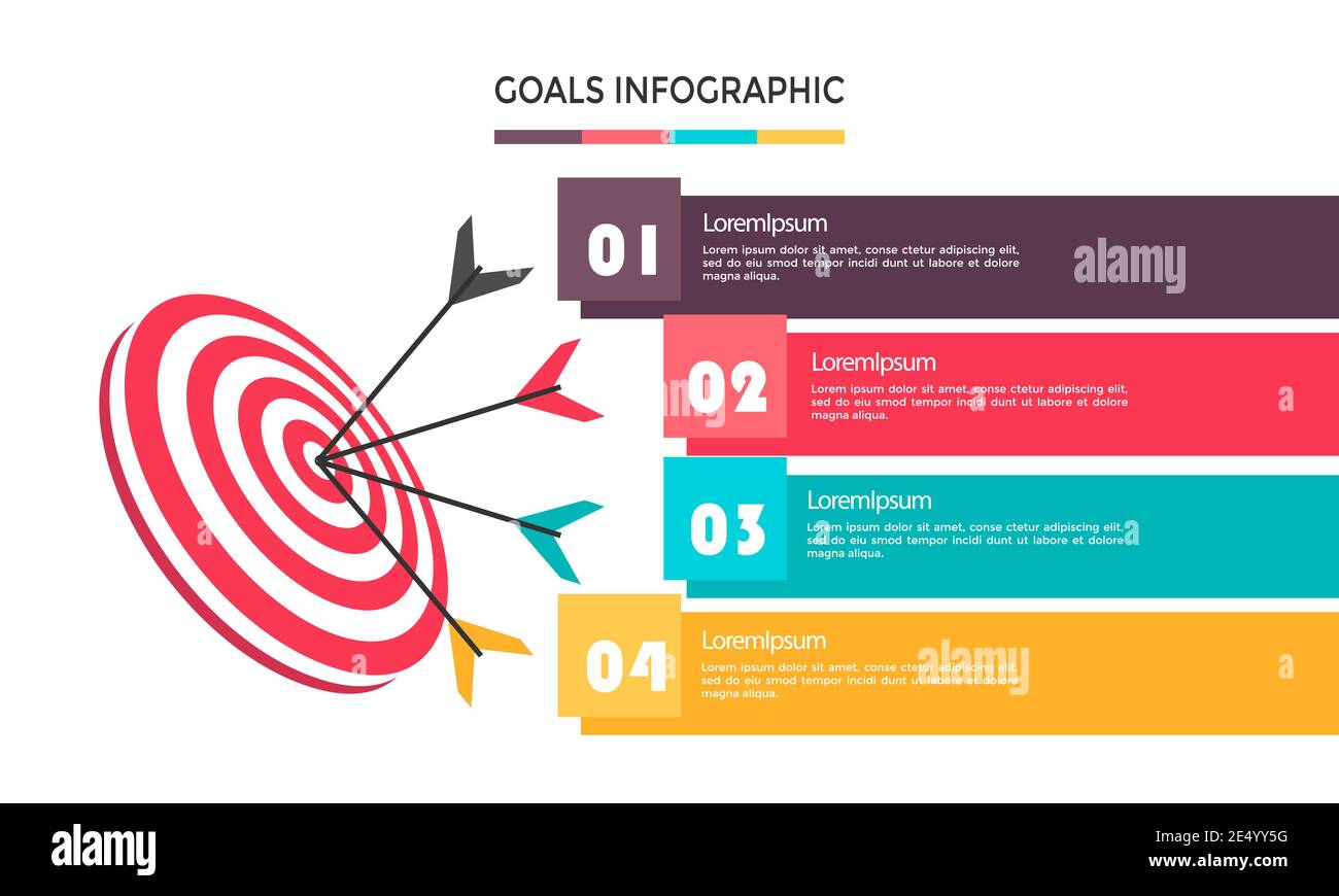 Graphique de conception des objectifs infographiques. Modèle d ...